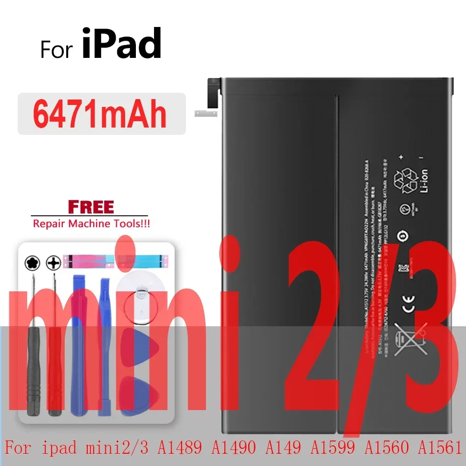 Battery For iPad Mini 5 4 3 2 1 Mini1 Mini2 Mini3 Mini4 Mini5 Replacement Lithium Polymer Tablet Bateria A1538 A1445 A1546 A1550