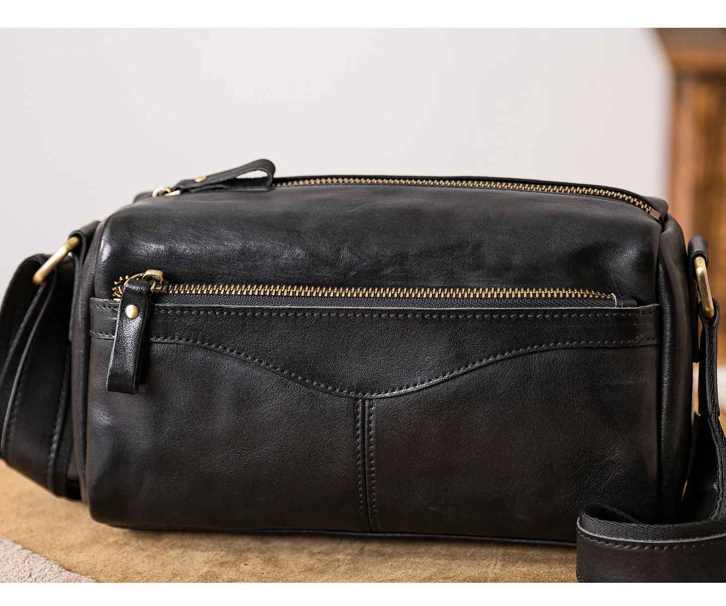 PNDME-Organizer handgefertigte Vintage-Umhängetasche aus echtem Leder für Herren, lässige Pendler-Luxus-Umhängetasche aus echtem Rindsleder. – Detail 14