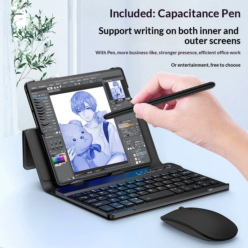 

Для Samsung Gaalxy Z Fold 7 6 5 4 3 2 Huwei Xiaomi Honor Кожаный складной чехол-подставка для клавиатуры Беспроводная клавиатура Ручка Мышь Твердый чехол