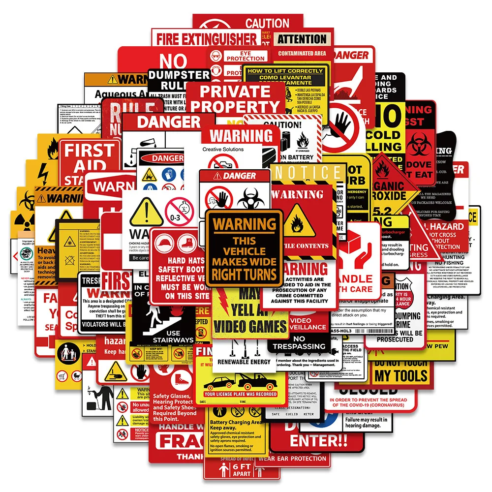 

10/40/75 шт. предупреждающая опасность, запрещающая граффити наклейка s «сделай сам», автомобиль, велосипед, багаж, ноутбук, Классическая Игрушка, забавная наклейка для детей