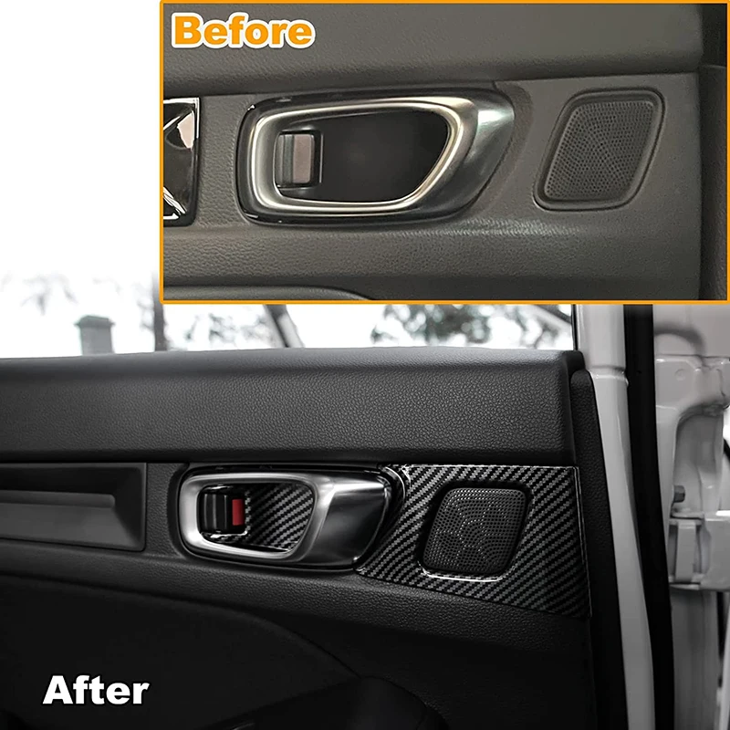 For Honda Civic 11th Gen Accessories 2022 2023 Sporty Design Carbon Fiber Style Car Interior Handle Bowl Cover Trim