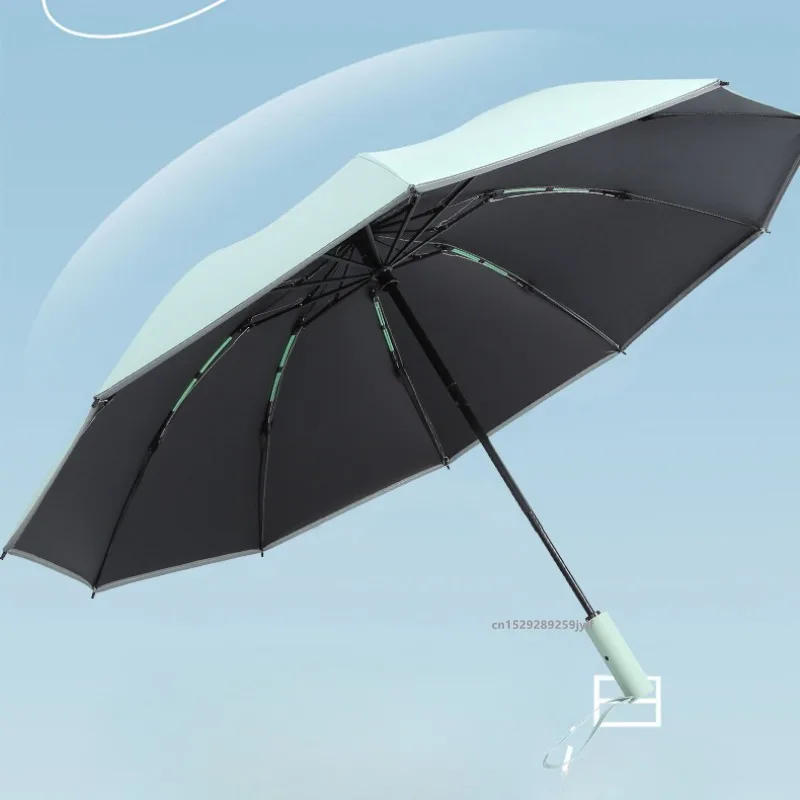 10K Double Bones Automatischer winddichter Regenschirm mit 20 Rippen, reflektierendem Streifen, winddicht, umkehrbar faltbar, UV-Schutz, fürs Auto – Detail 8
