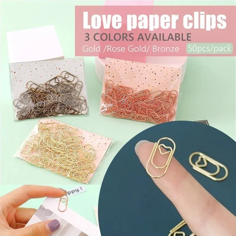50pcs/bag 20mm Mini Hollow Out Love Heart Paperclips Bookmar