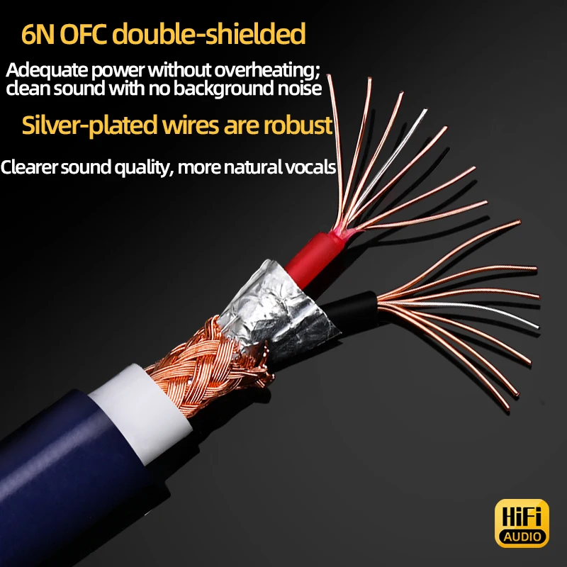 ATAUDIO One Pair RCA Audio Cable 2 RCA to 2 RCA Interconnect Cable HIFI Stereo 6N OFC Male to Male For Amplifier DAC TV
