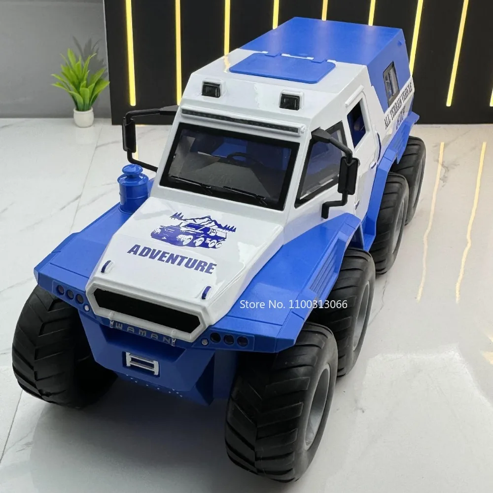 1/24 Alloy Car Model Russian Avtoros Shaman 8*8 Diecasts Off-road Vehicle with Light Sound Pull Back Function SUV for Boy Gifts