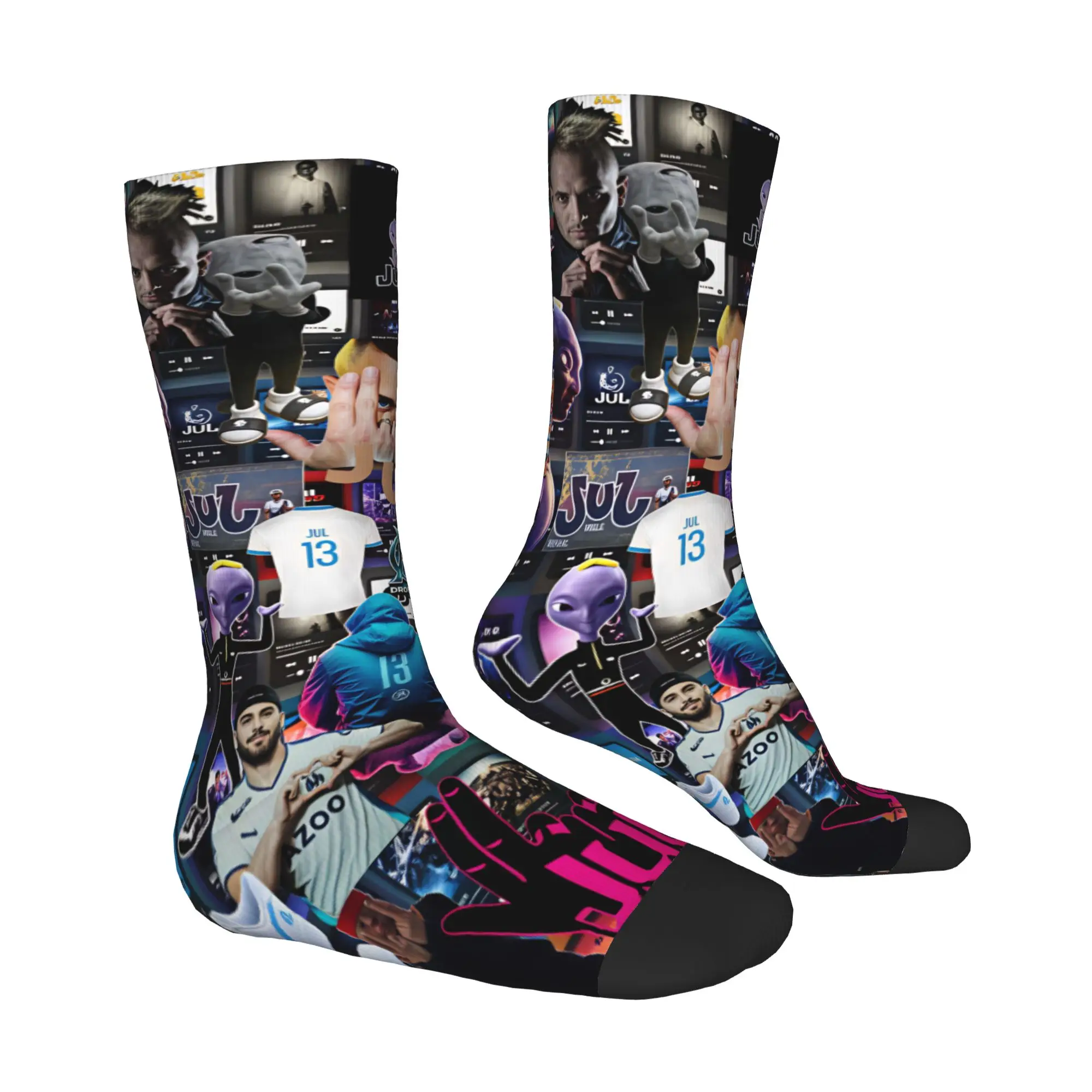 Rapper J-JuL French Popular Singer Dress Socks Men Women Warm Funny Novelty  Crew Socks