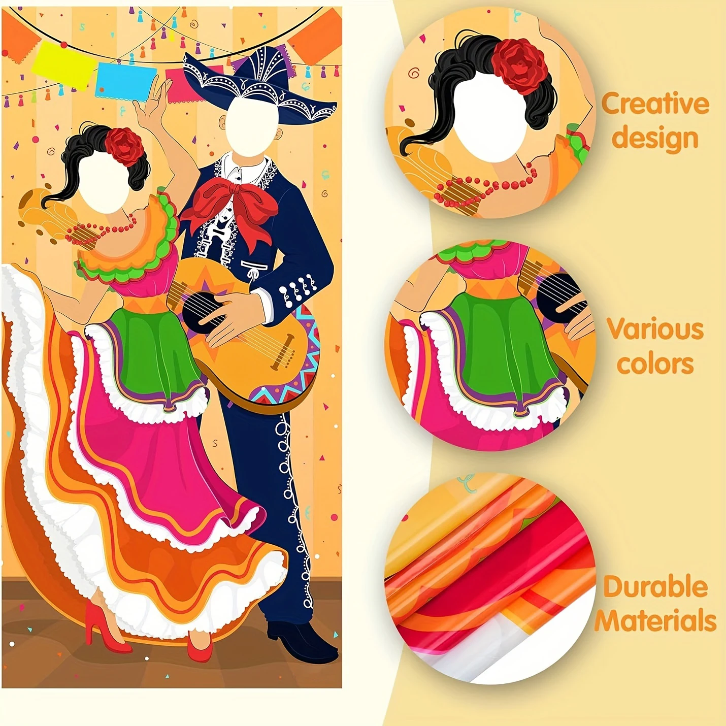 Cinco de Mayo Fiesta Couple Photo Door Banner for Party Supplies, Decoration, Mexican Theme Fiesta, Party or Festivals