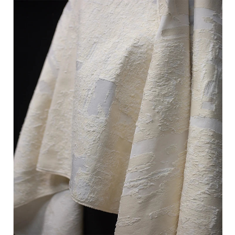 Reconstruction of Hollow Out Tassel Jacquard Mesh with Off White Texture Fabric Creative Decoration Stage Designer Fabric