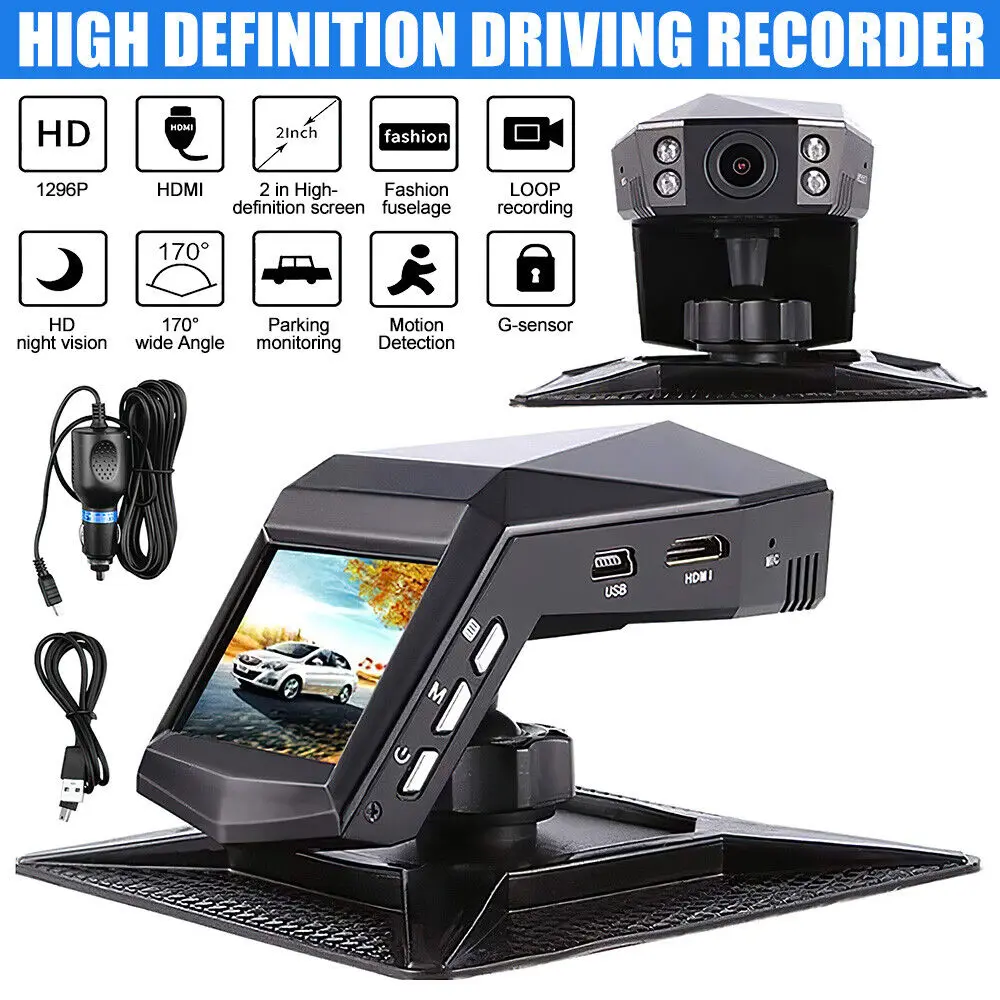 2inch IPS DashCam HD 1080P Dash Cam Car Video With Center Console LCD Car DVR Video Recorder Night Vision