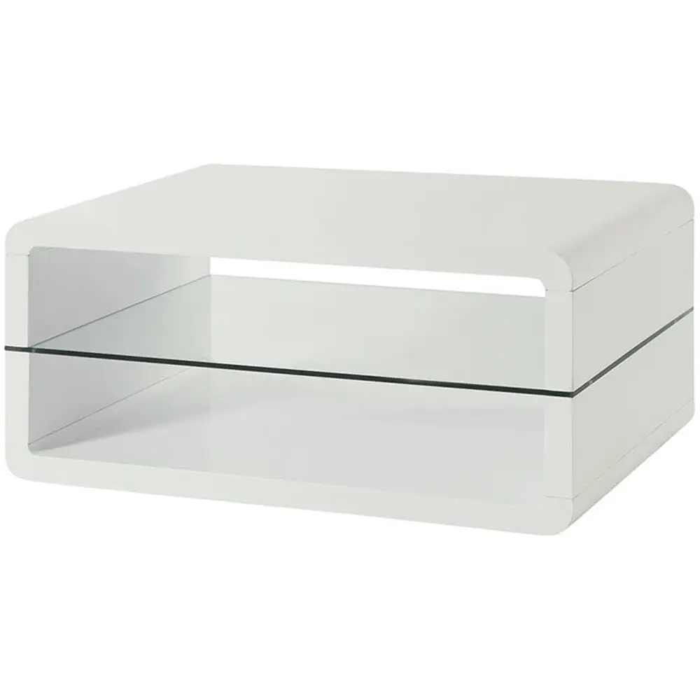 

Журнальный столик с 2 полками, глянцевый белый, на заказ