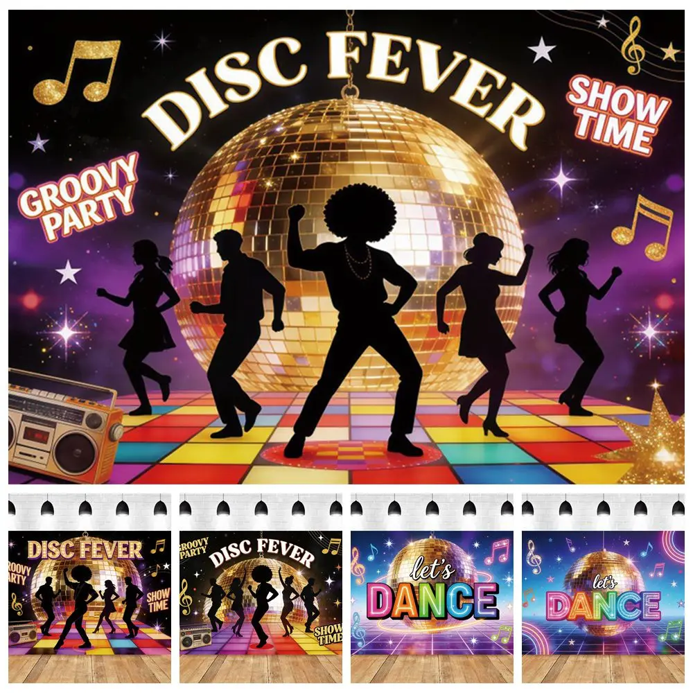 

Retro Disco Party Backdrop Music Dance Kids Adult Birthday Party Decor Customize Photography Background Banner Photo Studio Prop