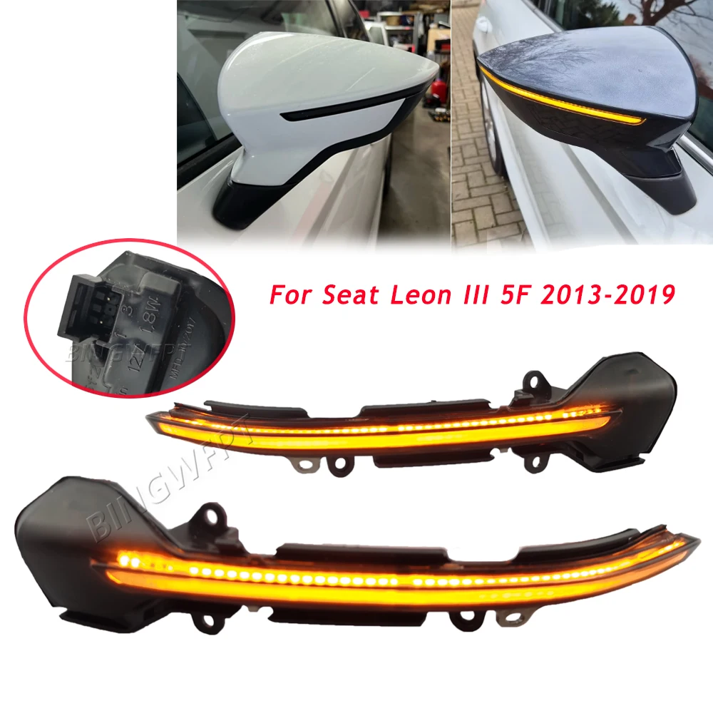 2Pcs Dynamic Sequential LED Side Mirror Turn Signal Light For Leon III 5F 2013-2019 Blinker Indicator Lamp Car Accessory
