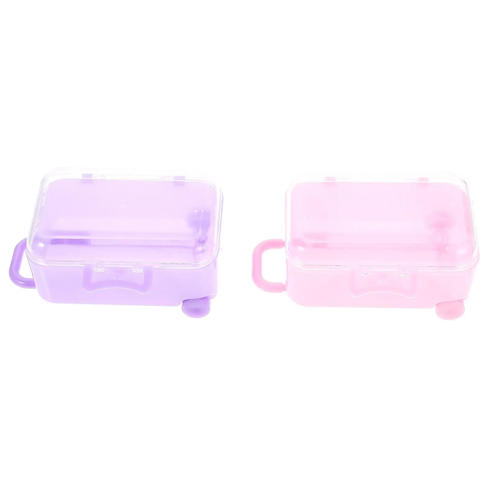 

2 Pcs Miniature Suitcase Toy Accessories Suitcases Adornment Purple Model Decoration