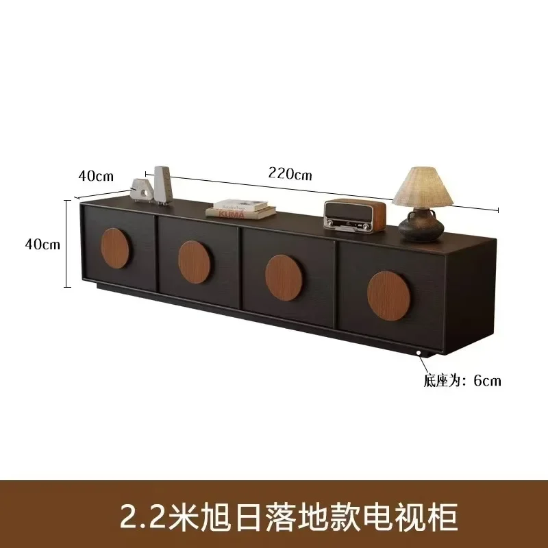 DSA medieval solid wood TV chest cabinet storage retro modern simple living room high black floor cabinet