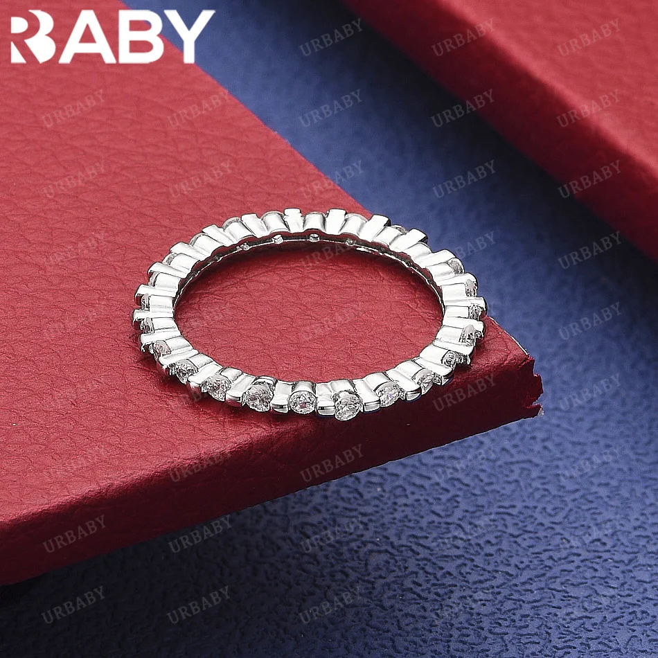 

URBABY 925 Sterling Silver Size 7-10 Zircons Geometric Ring For Women Men Fashion Jewelry Charm Grace Noble Wedding Accessories