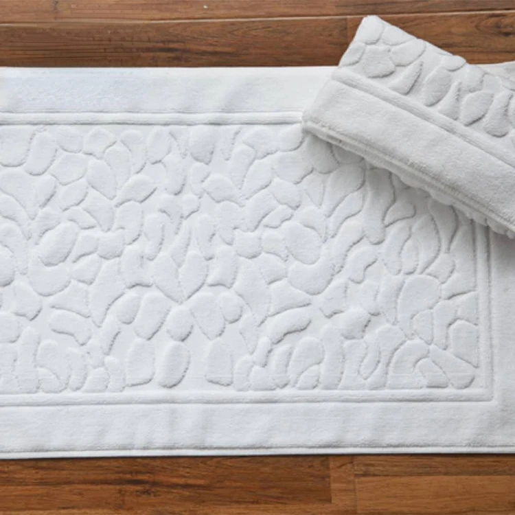 Cotton Hotel Thick Floor Towel Absorbent Non Slip Foot Pattern Floor Mat Jacquard Towel Bathroom Toilet 50x80cm