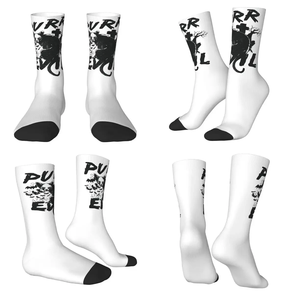 

Purr Evil Socks Harajuku Sweat Absorbing Stockings All Season Long Socks for Man Woman Valentine's Day Gifts