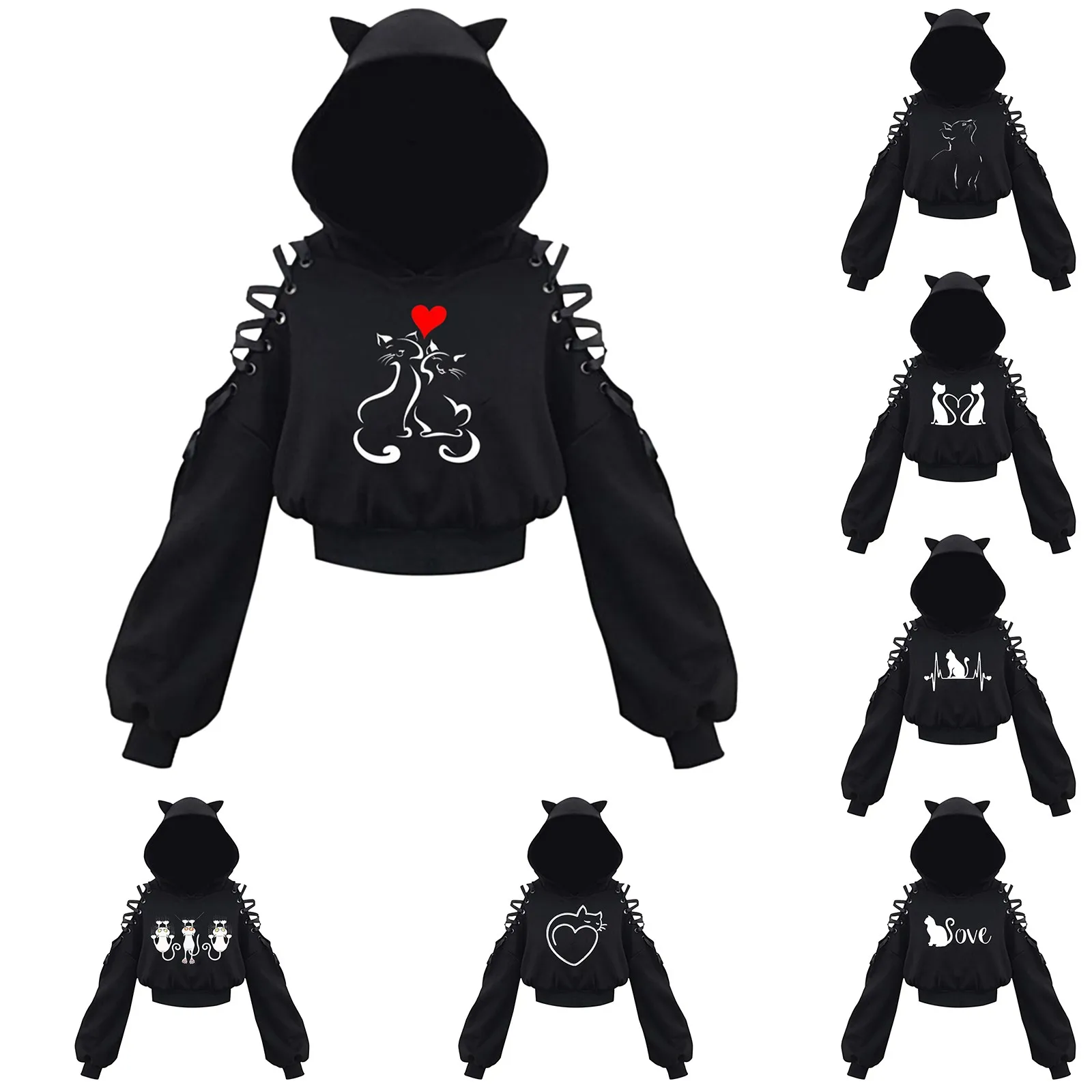 

Ladies Embroide Sweatshirts under 10 Women's Cat Ear Hoodie Pullover Long Sleeve Hooded Sweatshirt Women's Sweatshirts Zip up