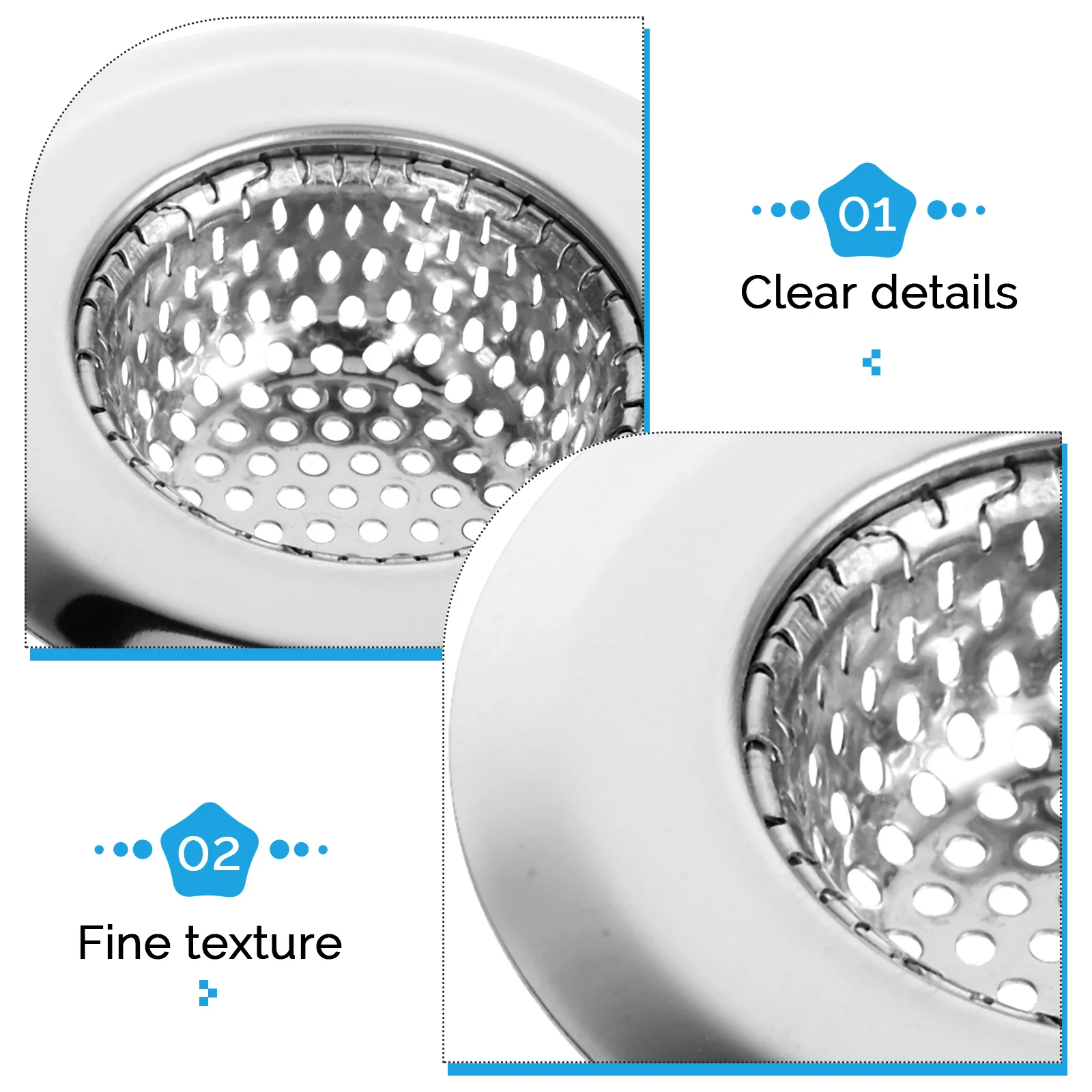 

2Pcs Kitchen Filter Strainer Stainless Steel Hair Catcher Drain Basket Anti Clog Screen Sink Filter Kitchen Sink Draining