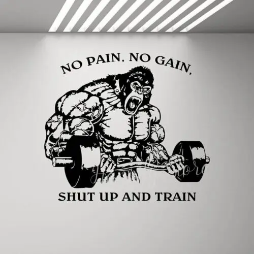 No dolor, No ganancia, apagado y entrenar, gimnasio en casa, pegatina de pared, póster, cita motivacional, pegatina de vinilo, decoración de culturismo y Fitness P521
