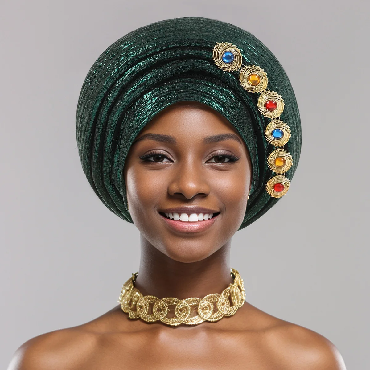 Topi Turban sudah dibuat untuk wanita kepala Afrika membungkus berlian Nigeria Auto Gele ikat kepala Hijab Muslim topi Bonnet penutup kepala Pesta