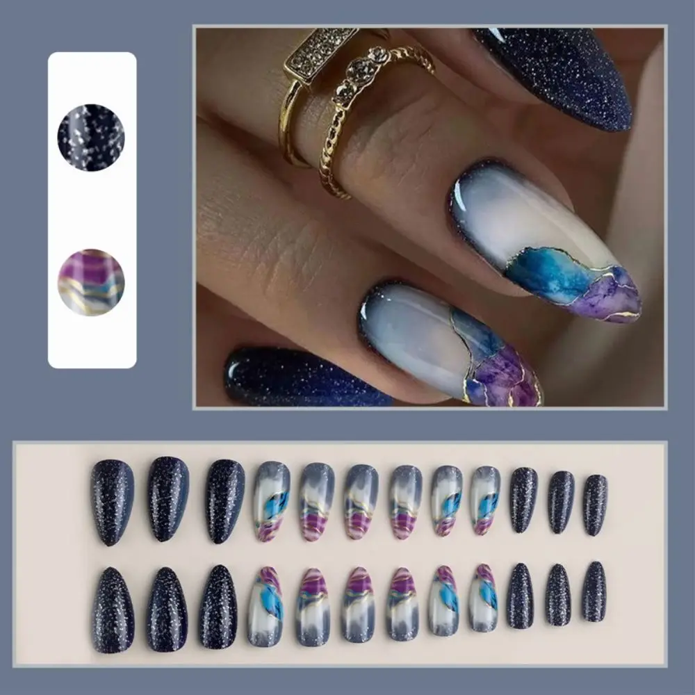 INS ABS Vrouwen Nepnagels Smudge Glitter Poeder Franse Manicure Gekleurde Tekening Herbruikbare Geschilderde Nail Art Vrouwen