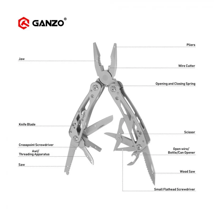 Ganzo G202 G202B Multi pliers 24 Tools in One Hand Tool Set Screwdriver Kit Portable Folding Knife Multi-Tool