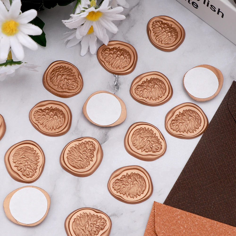 

3D Pinecone Pattern 10pcs Self-Adhesive Wax Seal Stickers Wedding Invitations Envelope Seal Stickers Envelopes, Gift Wrap