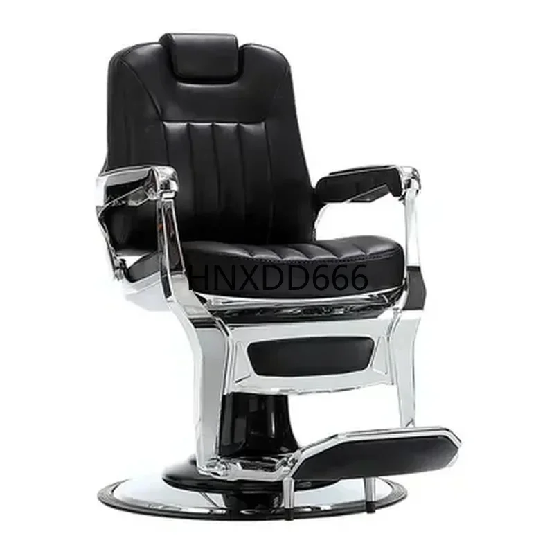 Stainless Steel Barber Chair with Hydraulic Pump, Adjustable Backrest, and Retractable Headrest for Salons