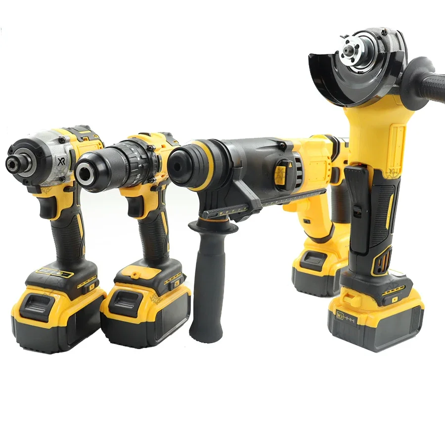 

Отличный новейший 4-в-1 желтый DIY домашний ремонт промышленный набор электроинструментов бесщеточный гаечный ключ дрель угловая шлифовальная машина молоток-на заказ OE