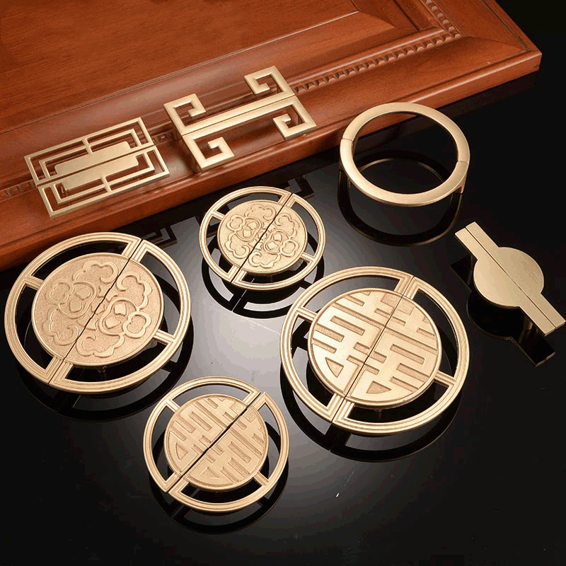 2pcs/pair Chinese style Retro Door Knob Cabinet Handles Door Handle Modern Simple Drawer Cabinet Luxury Furniture Hardware