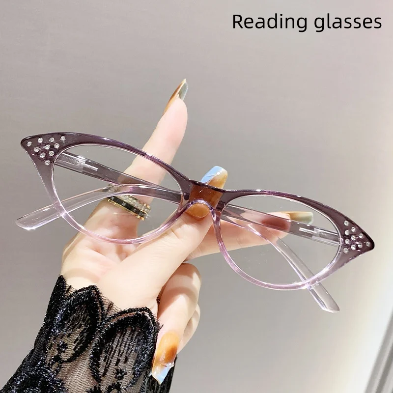 Trendy Diamond-Encrusted Irregular Eyeglass Frames for Middle-Aged and Elderly Women, Fashionable Reading Glasses