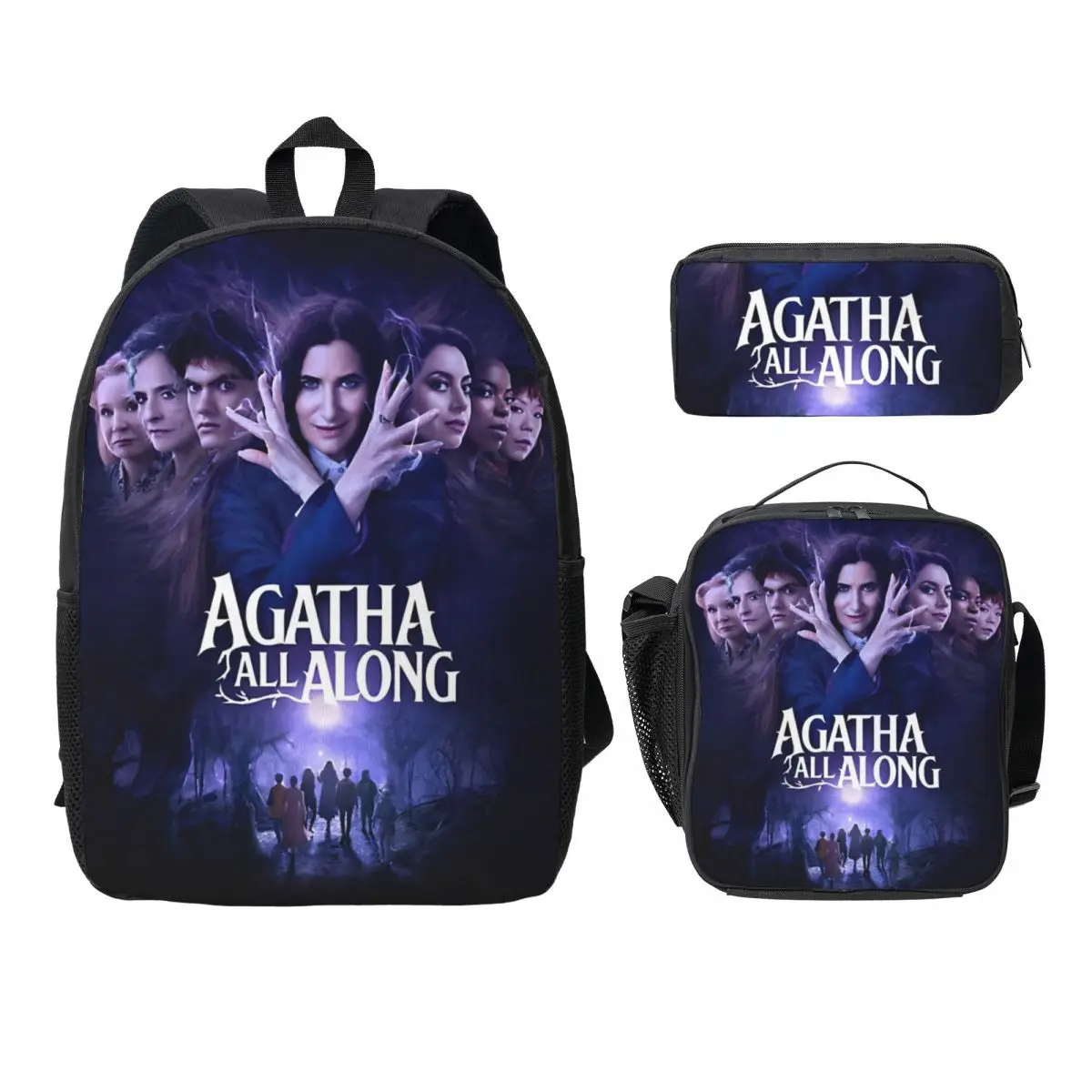 

Agatha All Along 3PC-Set Backpack Pencil Bag Student School Bag children's Lunch Bag