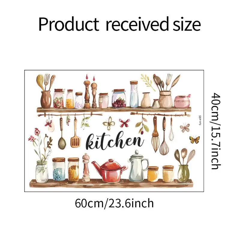 1PC PVC Painted Kitchenware Jar Wall Sticker Decal 40x60cm Removable Self-Adhesive For Kitchen Dining Room Home Decor