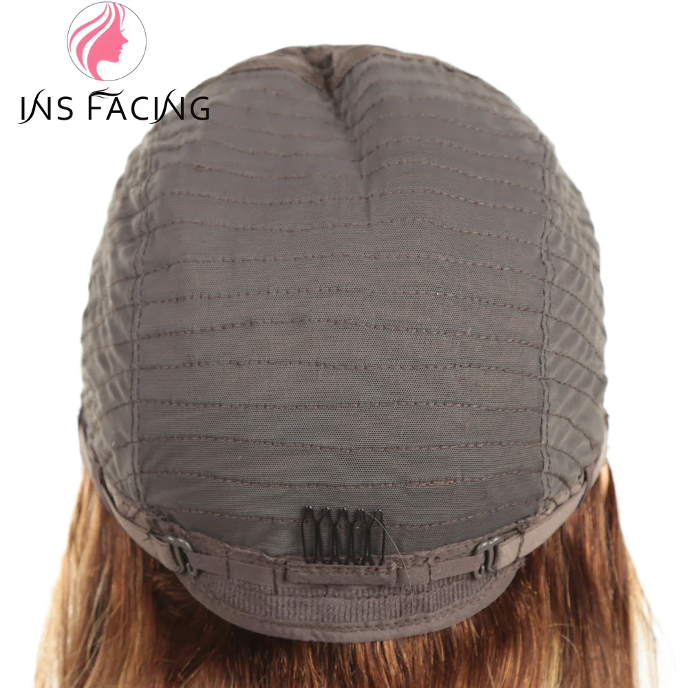 INS FACIN-Perruque Bob Lace Front Wig 4/27 Naturelle Remy, Cheveux Courts Lisses, 4x4, Densité 180%, pour Femme Africaine