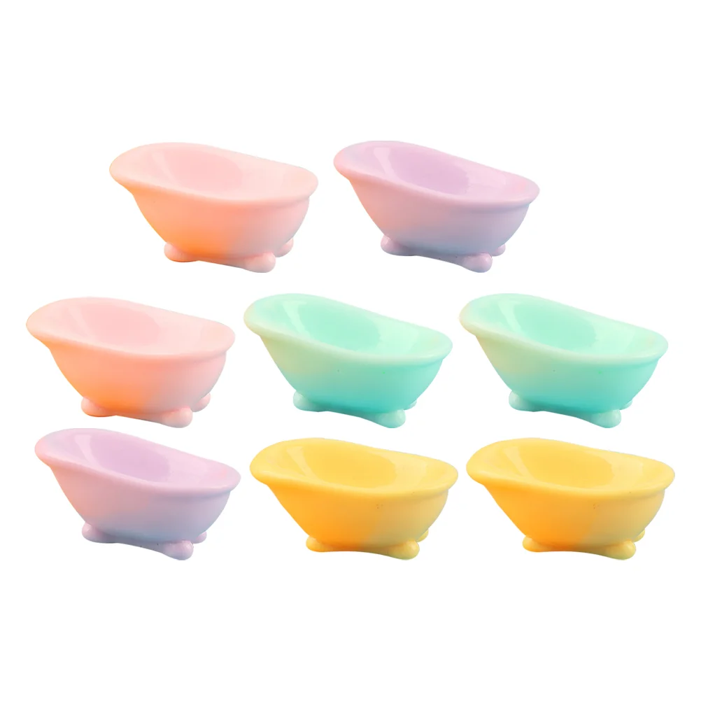 

8 Pcs Bathtub Micro Landscape Dollhouse Furniture Shower Mat Foldable Baby Toy Bathroom Scene Prop Miniature Ornament Decorate