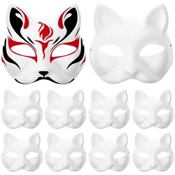 10 Uds. Mascarilla de gato DIY pintada a mano máscara en blanco máscara de enseñanza para niños de guardería disfraz de mascarada Cosplay Therian
