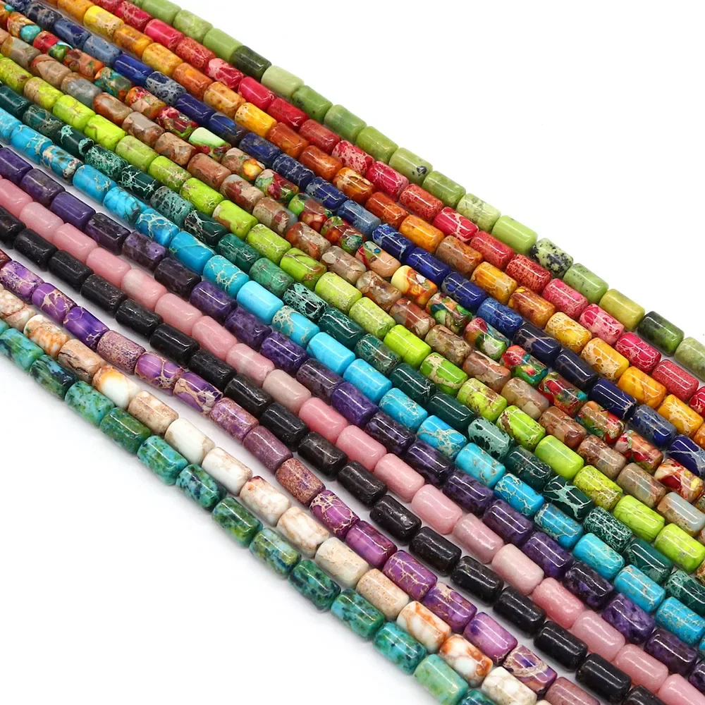 

Summer Gift Colorful Natural Emperor Stone Tube Shaped Beads Jewelry Making DIY Necklace Bracelet Earring Accessories 38cm