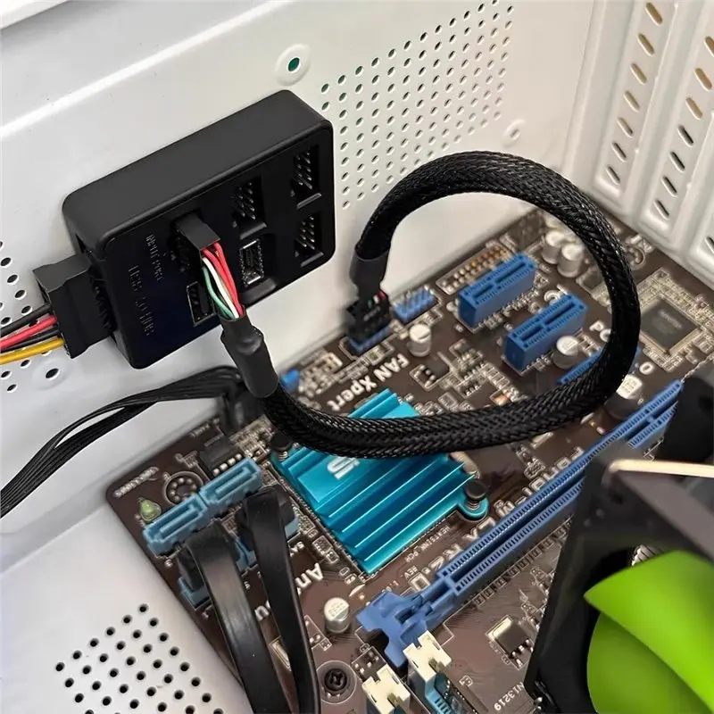 ABJG-Internal USB 2.0 Hub-Multi Port-5 Ports-Motherboard USB Splitter 9Pin USB 2.0 Header Adapter