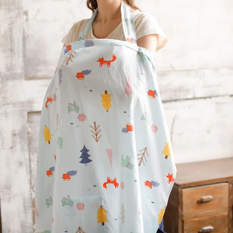 Summer Mother Outing Cartoon Thin Cotton Puerpera Breastfeeding Towel Privacy Apron for Anti Glare Baby Feeding Covering Shawl