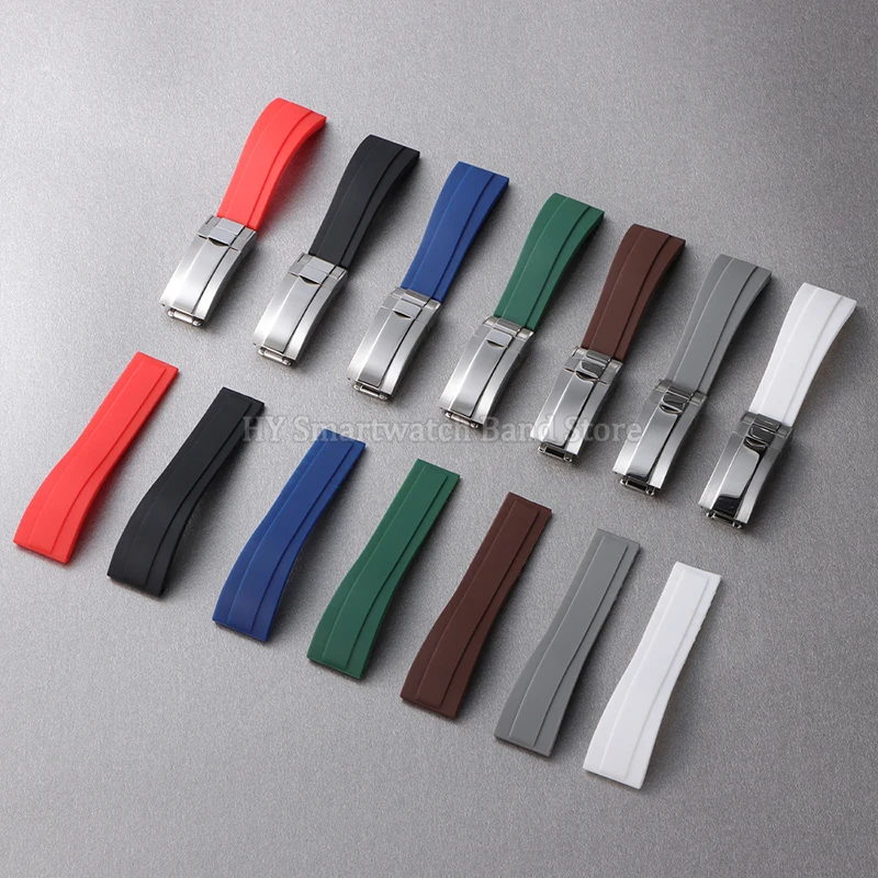 Silicone Waterproof Watch Strap for Rolex for Daytona GMT for Water Ghost Diver Folding Buckle Bracelet Rubber Wrist Band 20mm