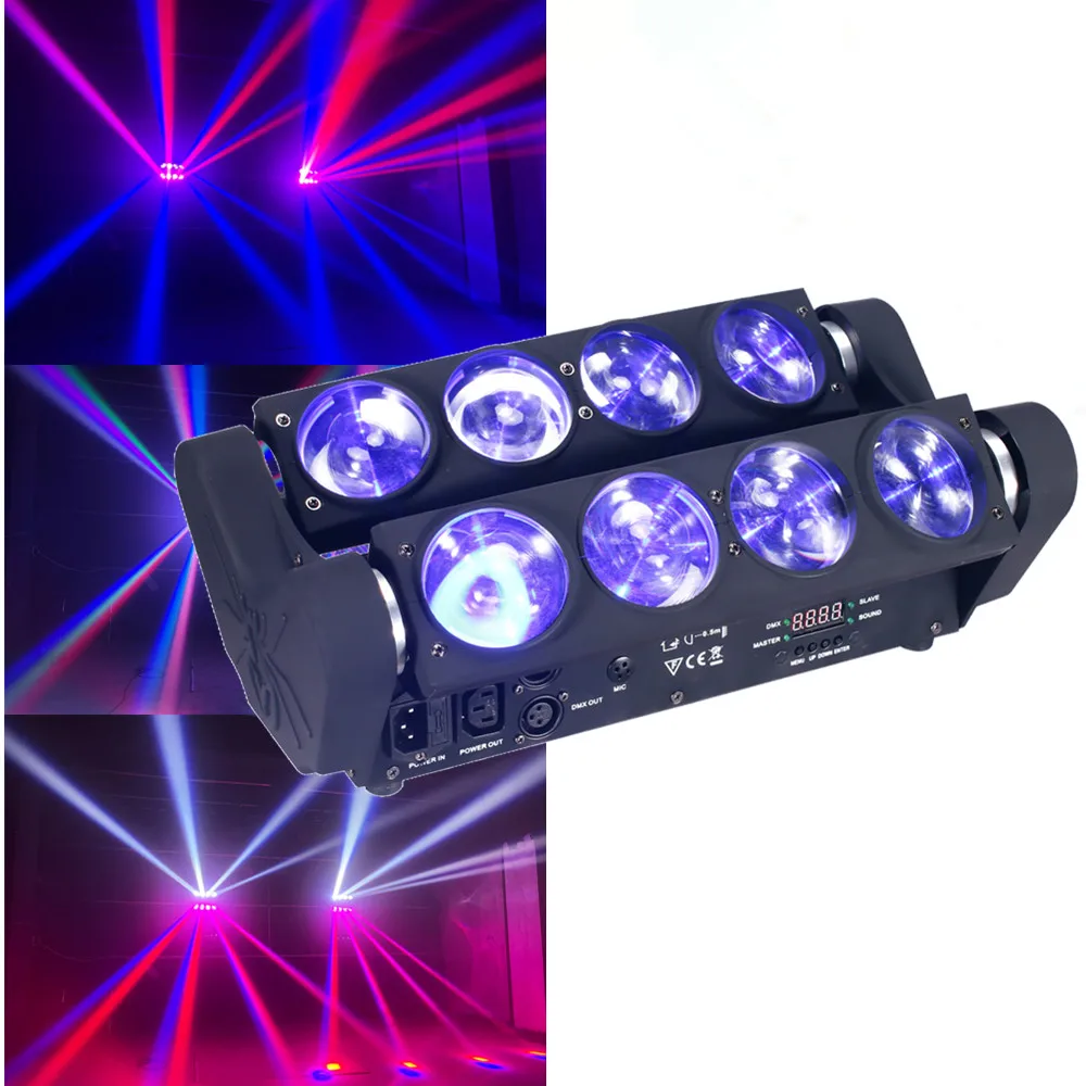 led spider light com cabeca movente para festa rgbw controlador dmx efeito de palco dj beam wash 4in 8x15w 01