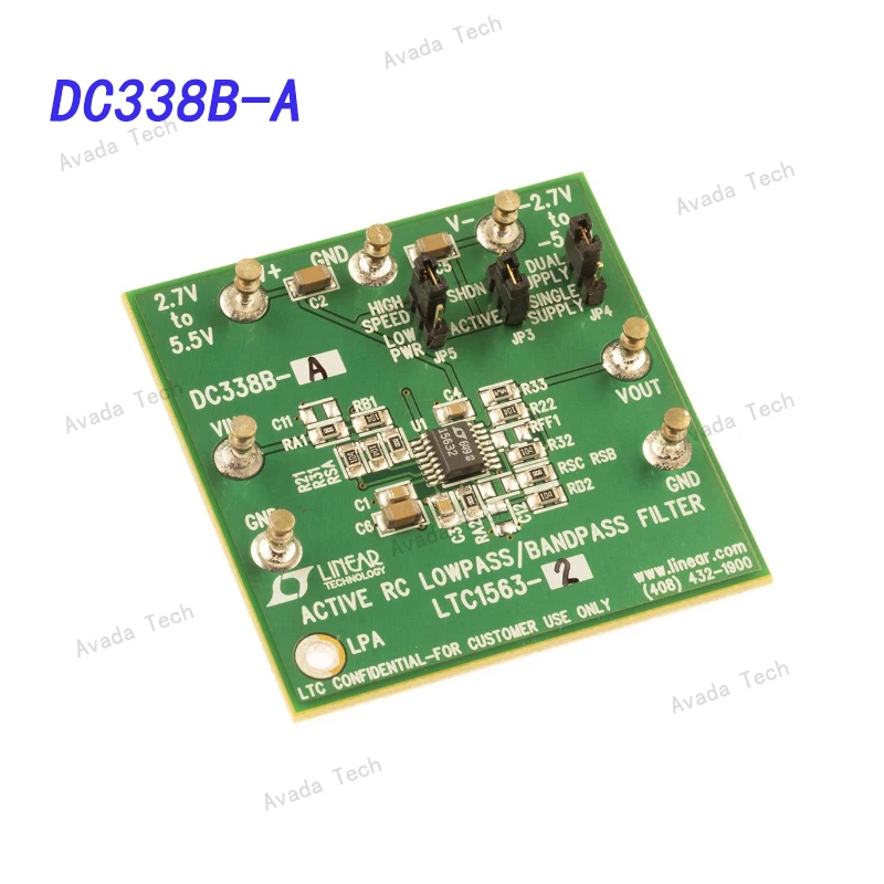 Avada Tech DC338B-A Active Filter Development Tool LTC1563-2CGN - Universal Lowpass Filter