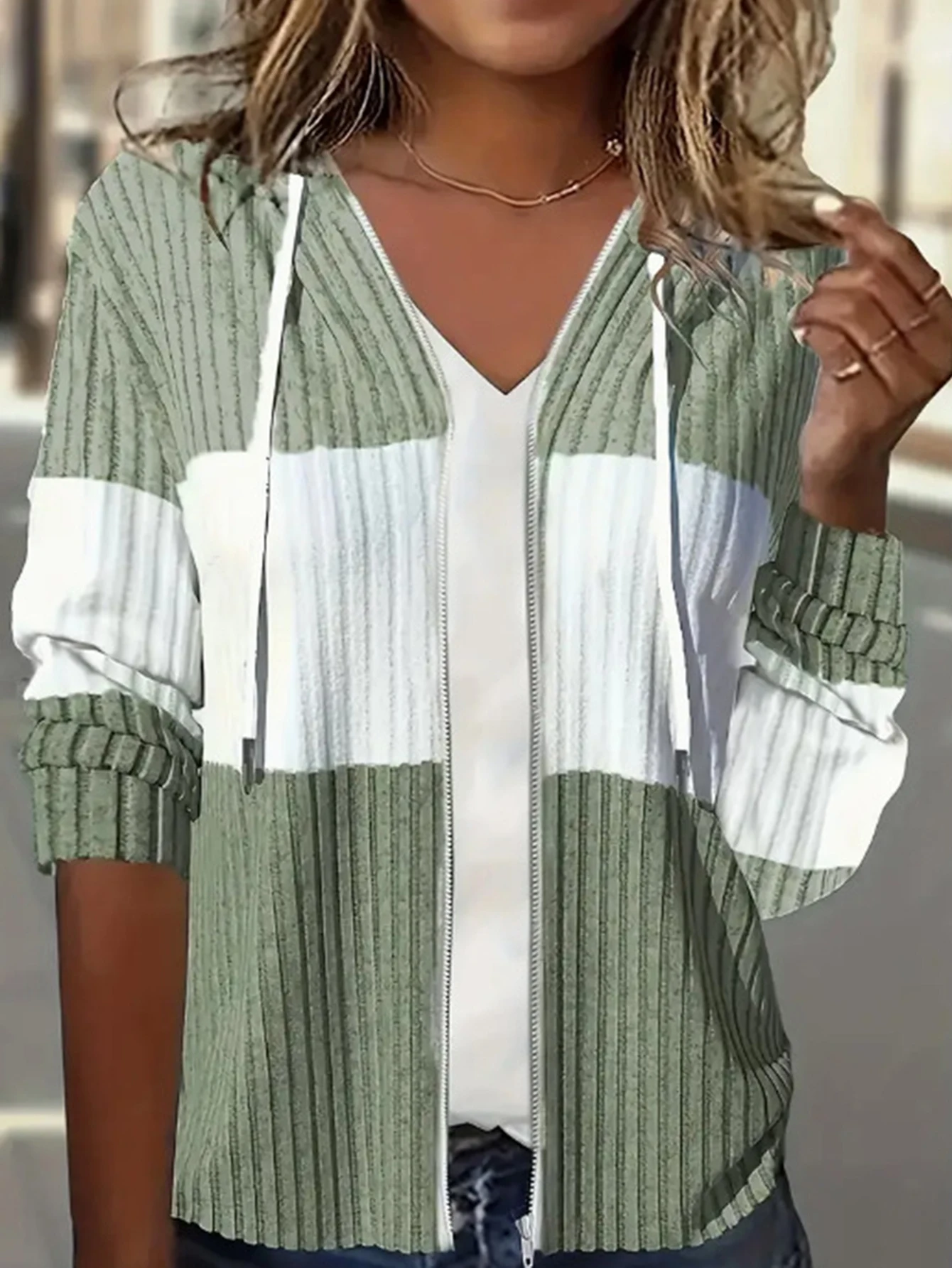 هوديس نسائي بأكمام طويلة موضة خريف وشتاء مريح رياضي عادي مرقع ملابس يومية بقلنسوة #1