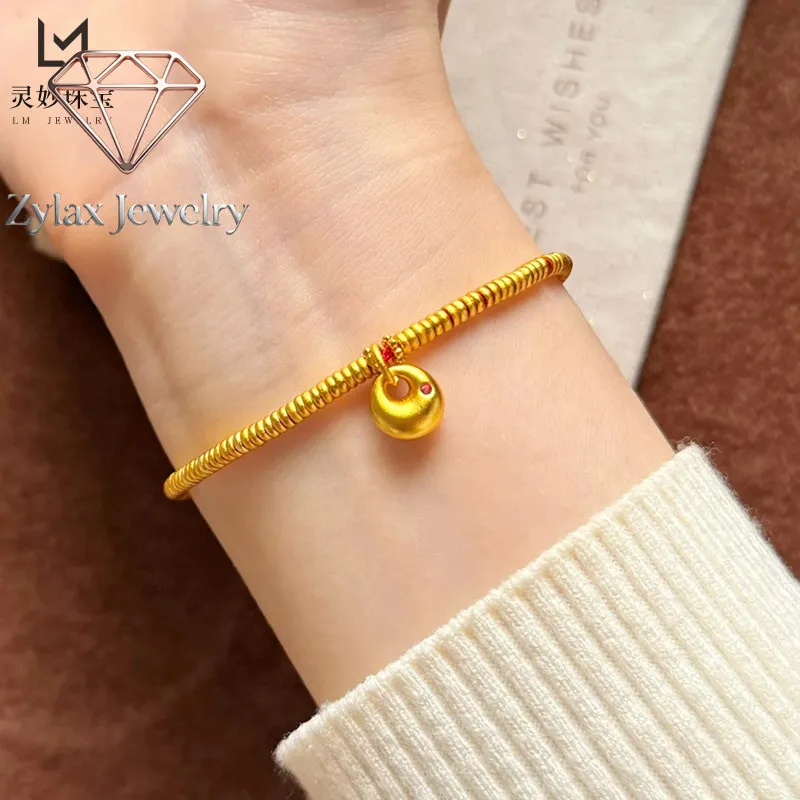 Zylax Jewelry Diamond-studded Lucky Fat Red String Bracelet Women's 24K Gold AU999 - Lucky fat for wealth & fortune, perfect pre