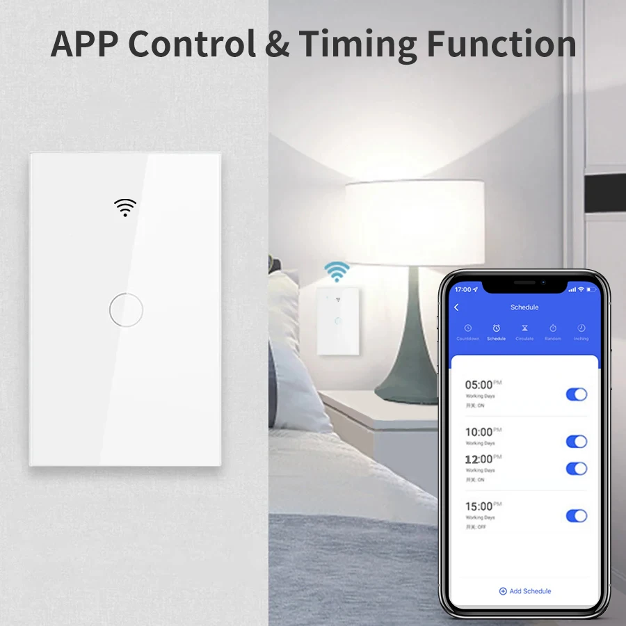 1/2/3/4Gang Tuya Smart WiFi Switch RF 433MHz US Wall Panel Touch Switch APP Remote Alexa Google Home Voice Control Neutral Wire