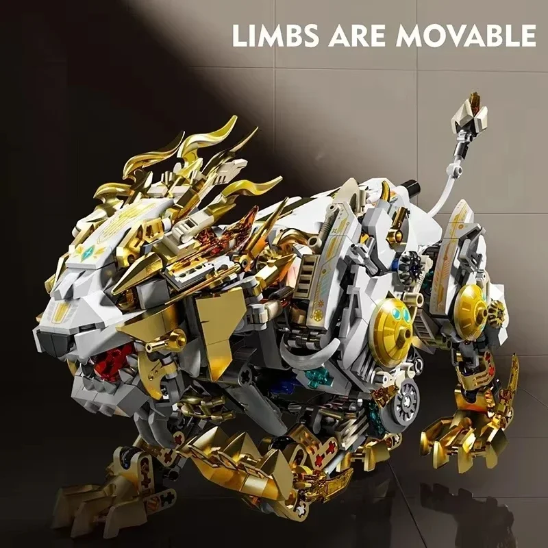 

1073pcs Mechanical Lion Building Blocks Sets Technical Wild Animal Bricks Assembly Model DIY Kit Toy Creative Children Gift