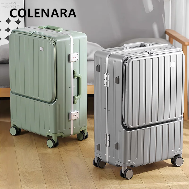 

Чемодан COLENARA, 20 дюймов, посадочный бокс с передним отверстием, 24 дюйма, чехол на тележке для ноутбука, зарядка через USB, многофункциональный чемодан с алюминиевой рамой