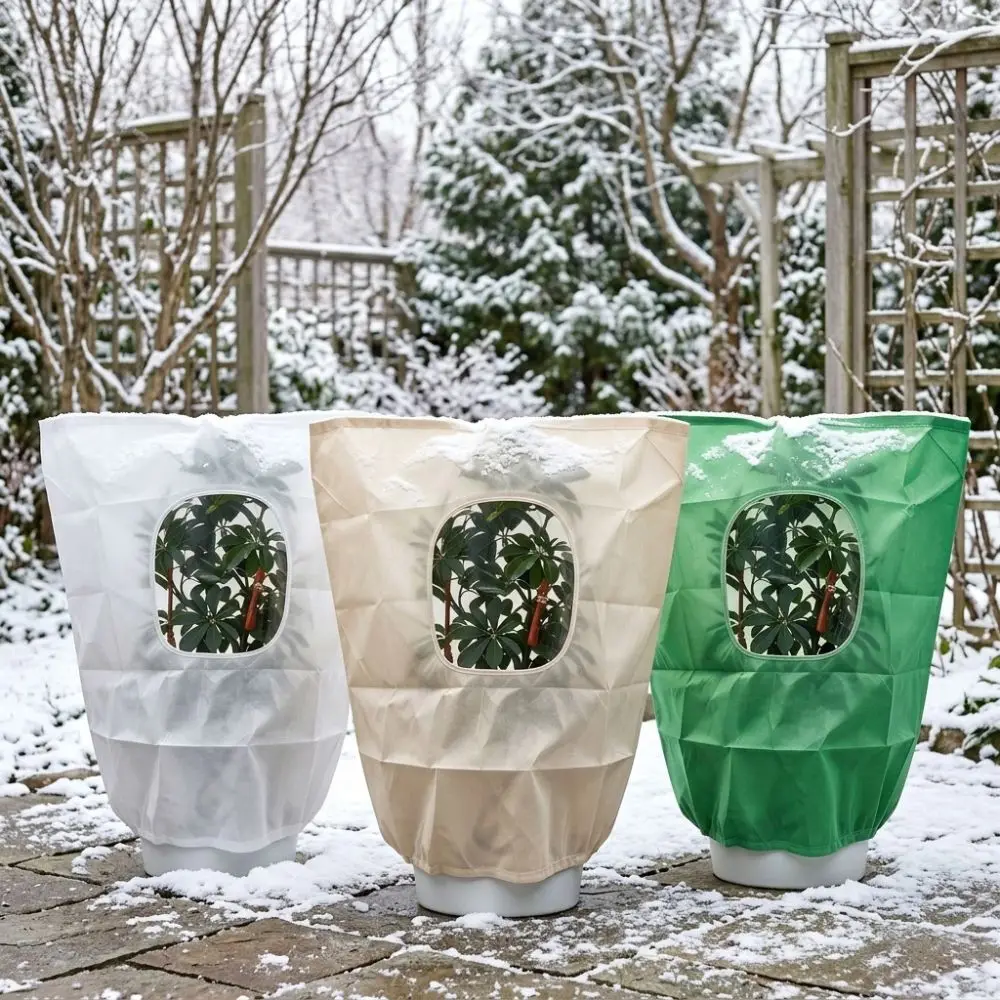 Transparent Window Plant Frost Protection Cover Cold Resistant With Drawstring Tree Anti-Freeze Cover Heat Retention With Zipper