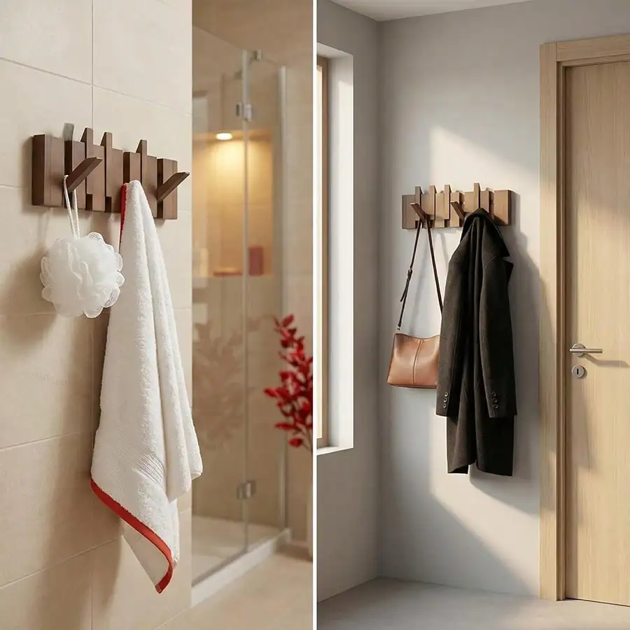 Piano Key Wall Coat Rack 6 10 Hook, Wooden Entryway Hanger Wall Mount, Solid Wood Creative Hooks for Towel Hat Clothes Home Office
